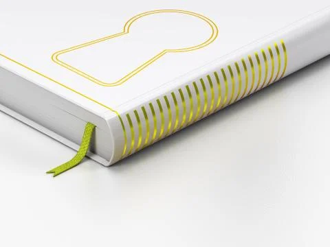 Security concept: closed book, Keyhole on white background Stock Illustration