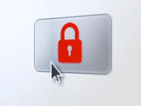 Security concept: Closed Padlock on digital button background 库存插图