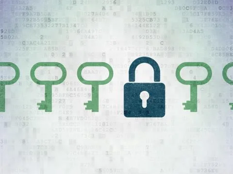 Security concept: closed padlock icon on Digital Data Paper background Illustrazione stock