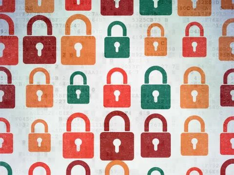 Security concept: Closed Padlock icons on Digital Paper background Stock Illustration