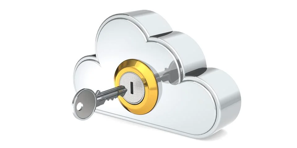 Security concept of cloud computing with metal key Stock Illustration