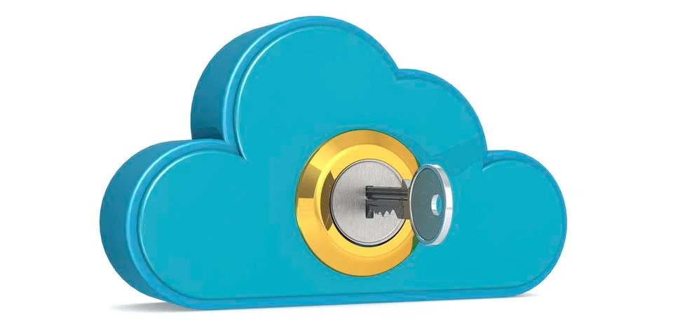 Security concept of cloud computing with metal key Stock Illustration