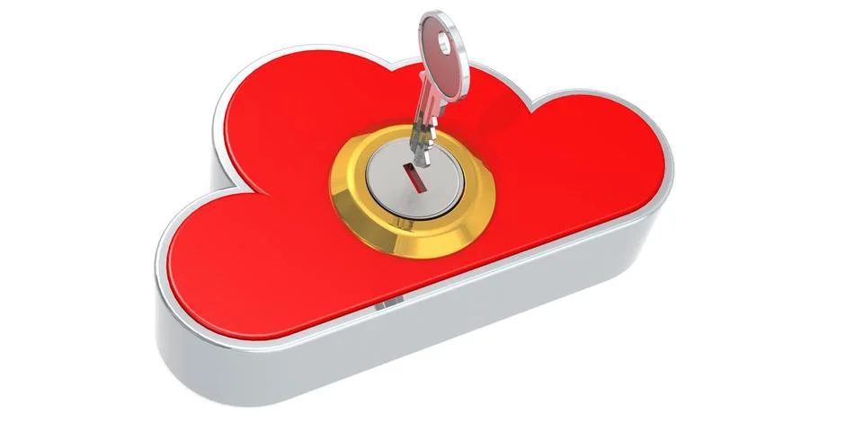Security concept of cloud computing with metal key 스톡 일러스트