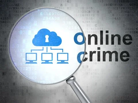 Security concept: Cloud Network and Online Crime with optical gl Stock Illustration
