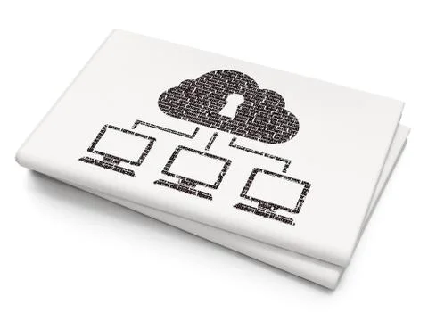 Security concept: Cloud Network on Blank Newspaper background 스톡 일러스트