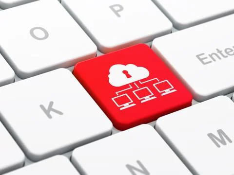 Security concept: Cloud Network on computer keyboard background Stock Illustration
