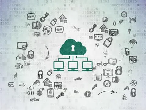 Security concept: Cloud Network on Digital Paper background Stock Illustration