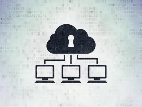 Security concept: Cloud Network on Digital Paper background Stock Illustration