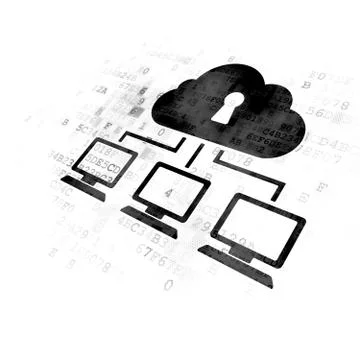 Security concept: Cloud Network on Digital background Illustrazione stock