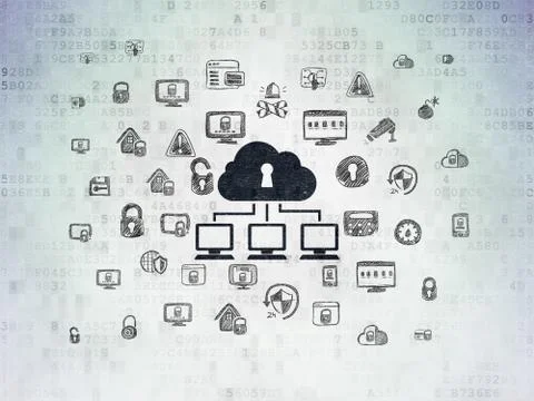 Security concept: Cloud Network on Digital Data Paper background Stock Illustration