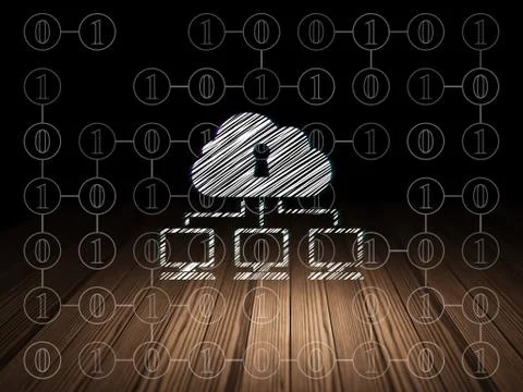 Security concept: Cloud Network in grunge dark room Stock Illustration