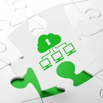 Security concept: Cloud Network on puzzle background イラスト素材