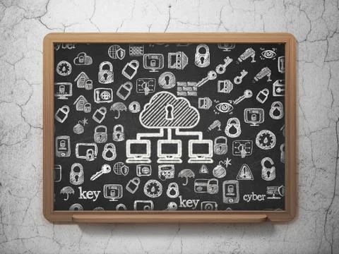 Security concept: Cloud Network on School Board background Stock Illustration