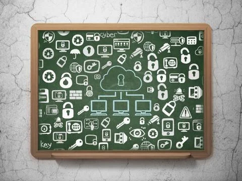 Security concept: Cloud Network on School Board background Illustrazione stock