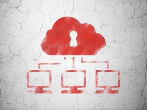 Security concept: Cloud Network on wall background イラスト素材