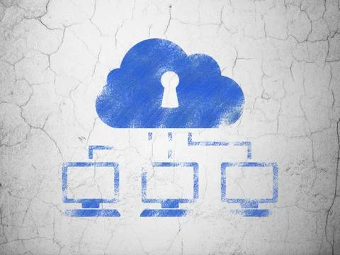 Security concept: Cloud Network on wall background Illustrazione stock