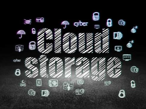 Security concept: Cloud Storage in grunge dark room Illustrazione stock