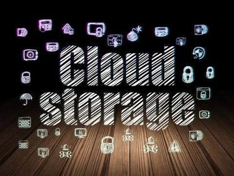 Security concept: Cloud Storage in grunge dark room Illustrazione stock
