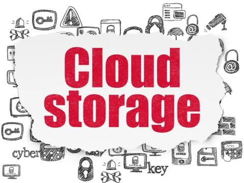 Security concept: Cloud Storage on Torn Paper background Stock Illustration