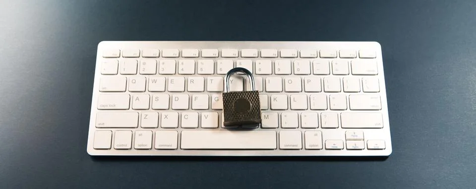 Security concept with computer keyboard on table. 写真素材