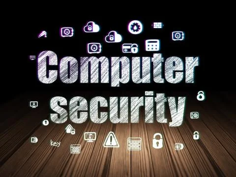 Security concept: Computer Security in grunge dark room Stock Illustration