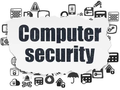 Security concept: Computer Security on Torn Paper background Stock Illustration