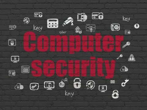 Security concept: Computer Security on wall background Stock Illustration