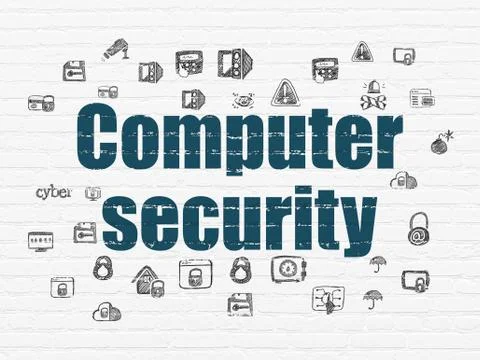 Security concept: Computer Security on wall background Stock Illustration