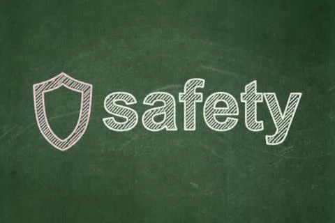 Security concept: Contoured Shield and Safety on chalkboard background Stock Illustration