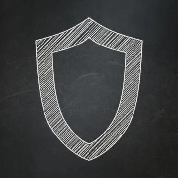 Security concept: Contoured Shield on chalkboard background Stock Illustration