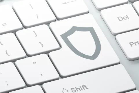 Security concept: Contoured Shield on computer keyboard background イラスト素材