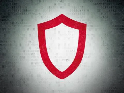 Security concept: Contoured Shield on Digital Data Paper background 库存插图