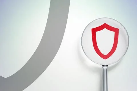 Security concept:  Contoured Shield with optical glass on digital background Stock Illustration