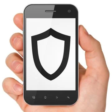 Security concept: Contoured Shield on smartphone Illustrazione stock