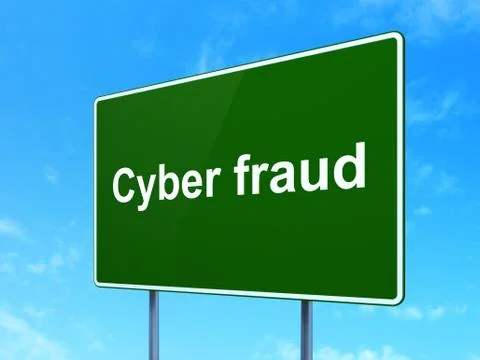 Security concept: Cyber Fraud on road sign background Illustrazione stock