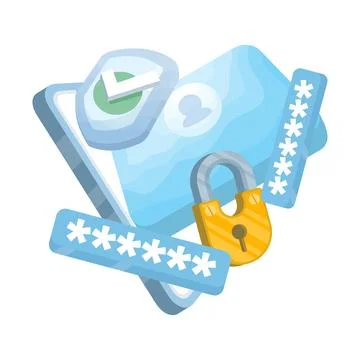 Security concept. Cyber protection. Safe and secure login. Illustrazione stock