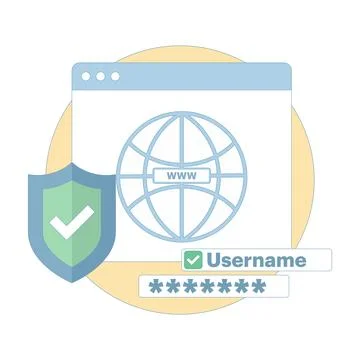 Security concept with cyber shield lock check mark Stock Illustration