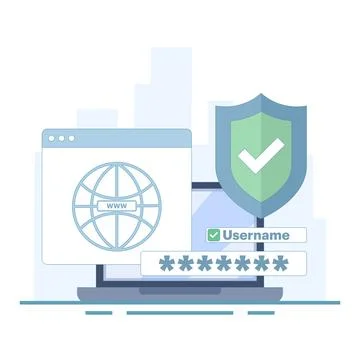 Security concept with cyber shield lock check mark Stock Illustration