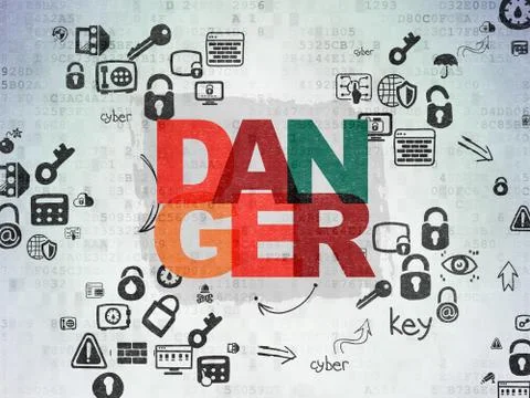 Security concept: Danger on Digital Paper background Illustrazione stock