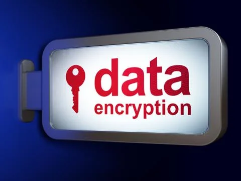 Security concept: Data Encryption and Key on billboard background Illustrazione stock
