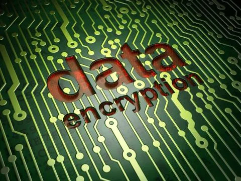Security concept: Data Encryption on circuit board background Illustrazione stock