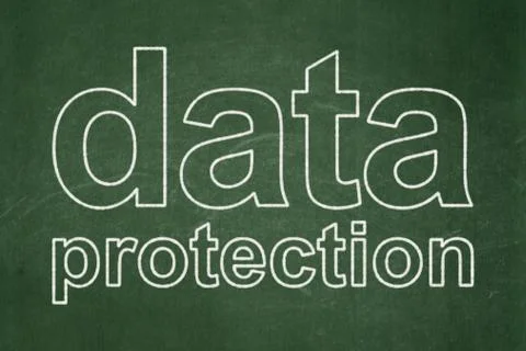 Security concept: Data Protection on chalkboard background 스톡 일러스트