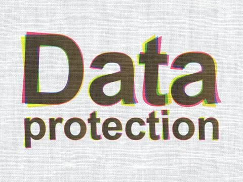 Security concept: Data Protection on fabric texture background 스톡 일러스트