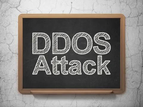 Security concept: DDOS Attack on chalkboard background Stock Illustration