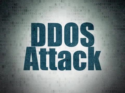 Security concept: DDOS Attack on Digital Data Paper background Illustrazione stock