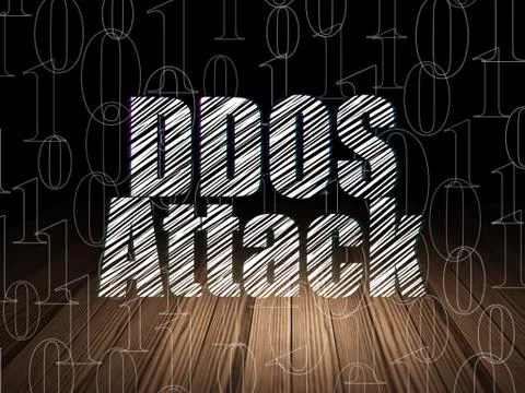 Security concept: DDOS Attack in grunge dark room Stock Illustration