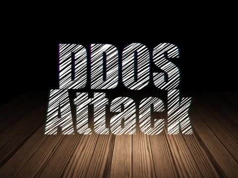 Security concept: DDOS Attack in grunge dark room Stock Illustration