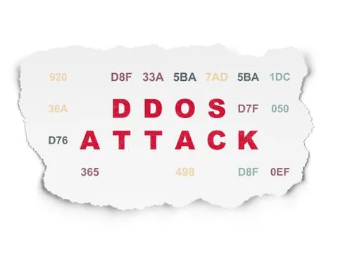 Security concept: DDOS Attack on Torn Paper background Stock Illustration