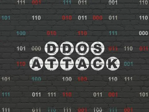 Security concept: DDOS Attack on wall background Stock Illustration