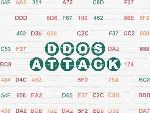 Security concept: DDOS Attack on wall background Stockillustratie